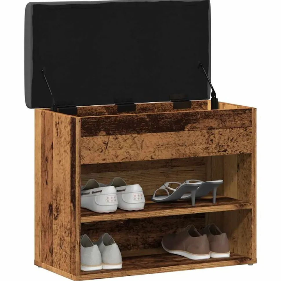 vidaXL Schoenenbank 62x32x50 cm bewerkt hout oud houtkleurig