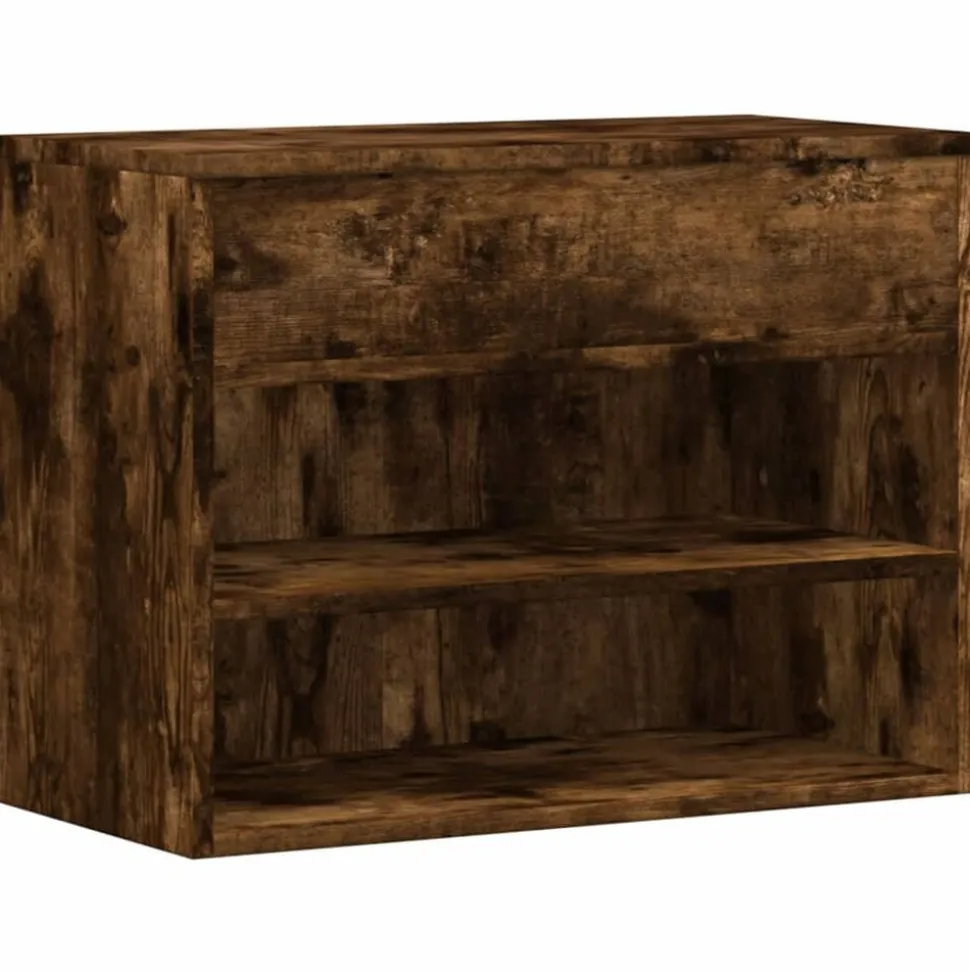 vidaXL Schoenenbank 60x30x45 cm bewerkt hout gerookt eikenkleurig