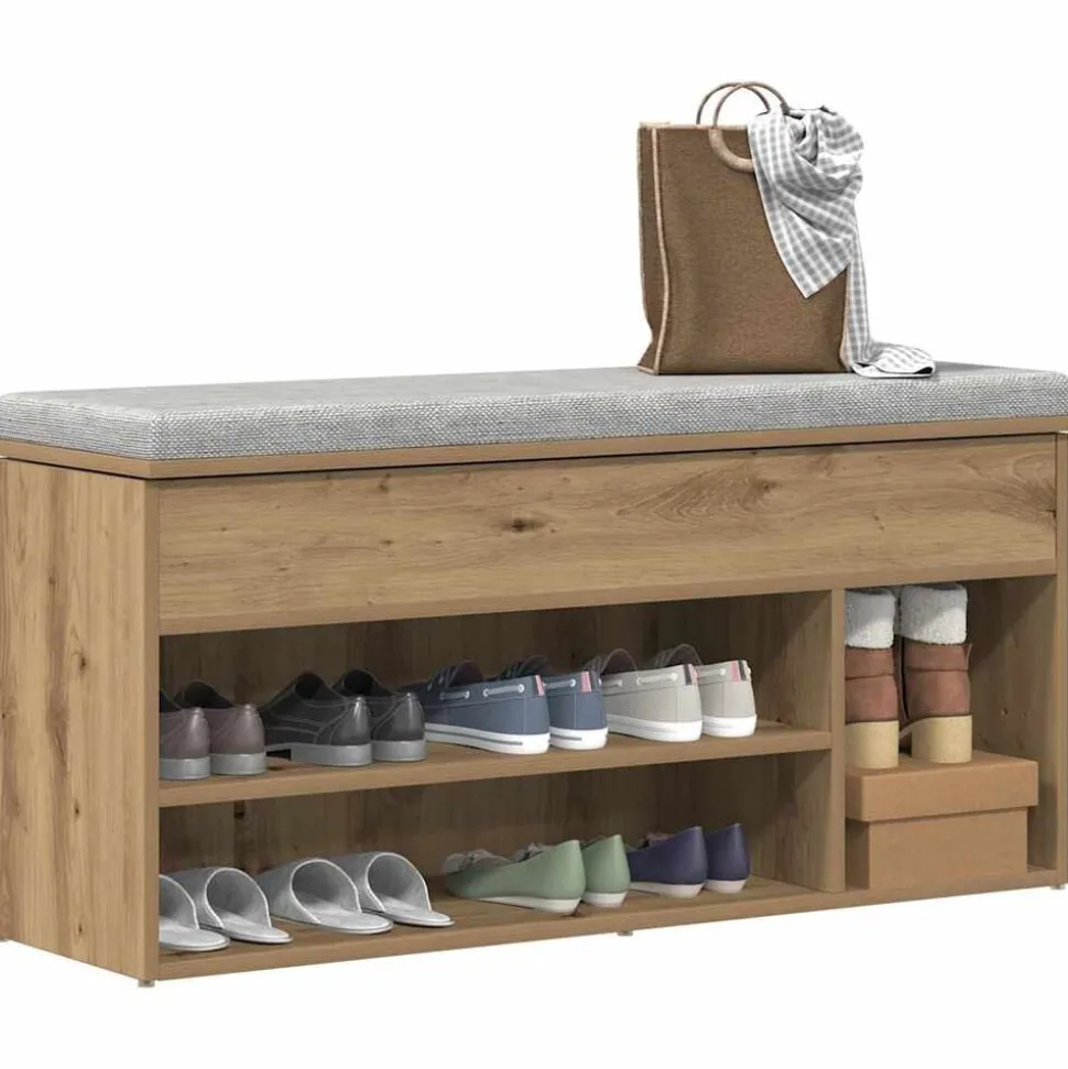 vidaXL Schoenenbank 102x30,5x45 cm bewerkt hout artisanaal eikenkleur