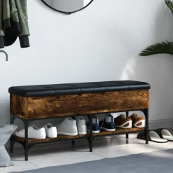 vidaXL Schoenenbank 102x32x45 cm bewerkt hout gerookt eikenkleurig