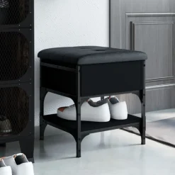 vidaXL Schoenenbank 42x42x45 cm bewerkt hout zwart