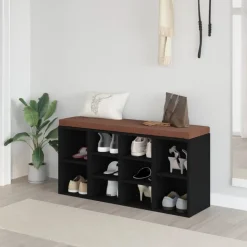 vidaXL Schoenenbank 103x30x48 cm bewerkt hout zwart