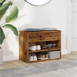 vidaXL Schoenenbank 60x30x45 cm bewerkt hout oud houtkleurig
