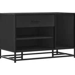 vidaXL Schoenenbank 80x40x53,5 cm bewerkt hout en metaal zwart