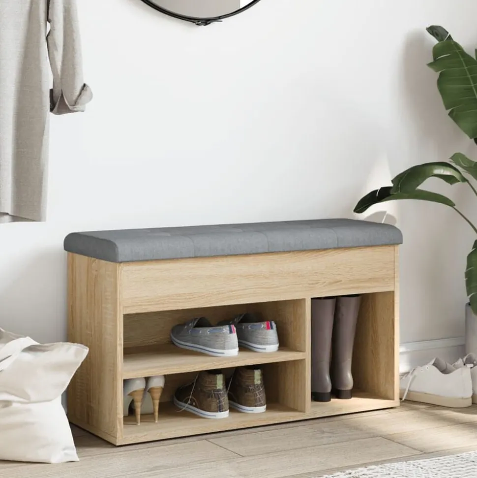 vidaXL Schoenenbank 82x32x45,5 cm bewerkt hout sonoma eikenkleurig
