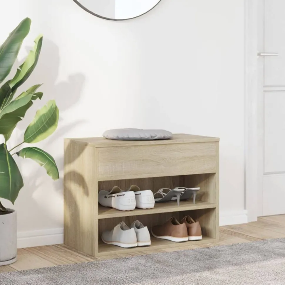 vidaXL Schoenenbank 60x30x45 cm bewerkt hout sonoma eikenkleurig