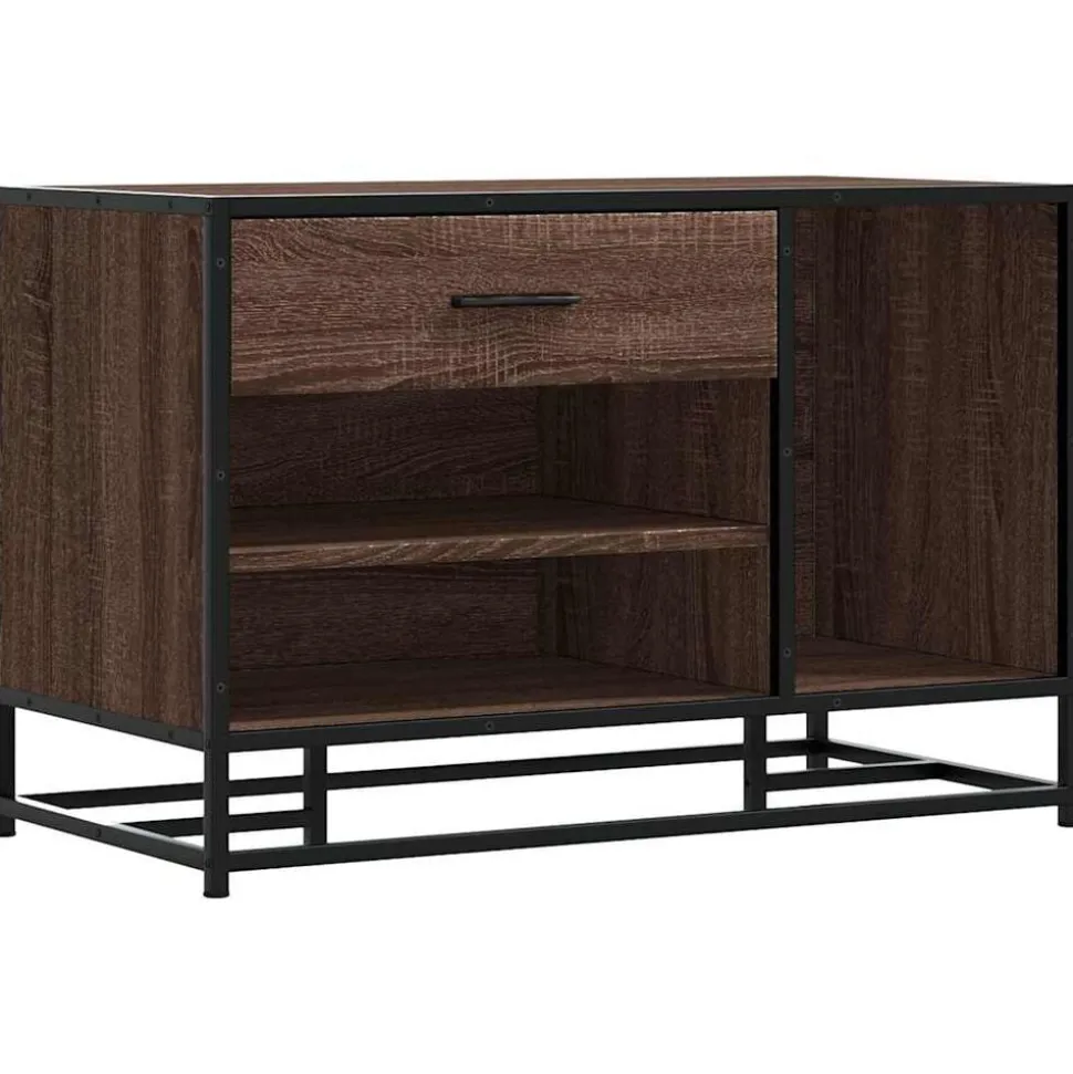vidaXL Schoenenbank 80x40x53,5 cm bewerkt hout en metaal bruin eiken