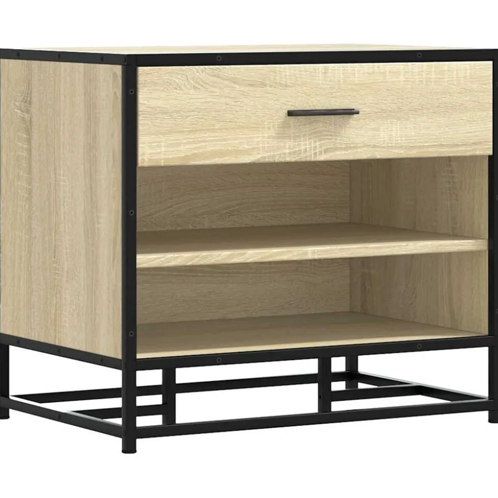 vidaXL Schoenenbank 60x40x53,5 cm bewerkt hout en metaal sonoma eiken