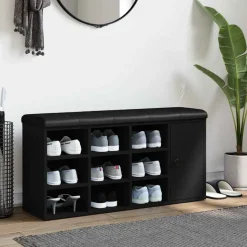 vidaXL Schoenenbank 102x32x50 cm bewerkt hout zwart