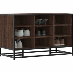 vidaXL Schoenenbank 84x40x53,5 cm bewerkt hout en metaal bruin eiken