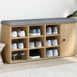 vidaXL Schoenenbank 102x32x50 cm bewerkt hout sonoma eikenkleurig