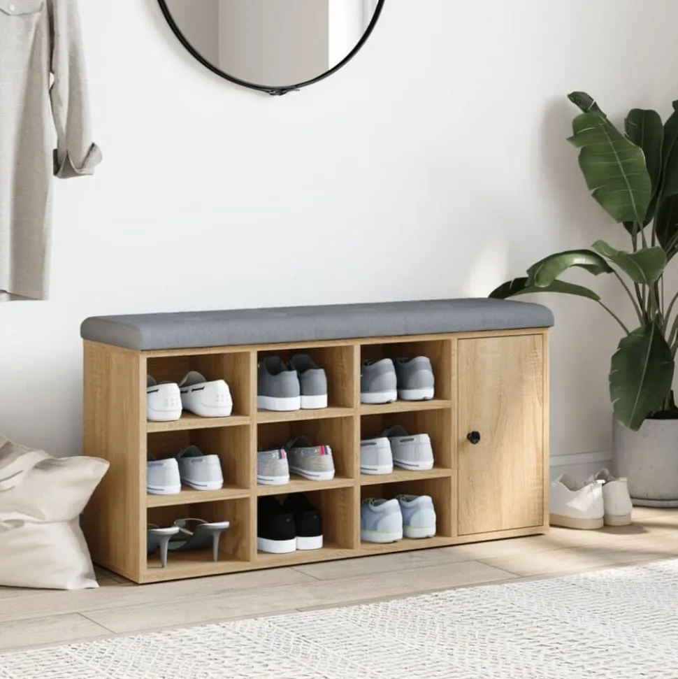 vidaXL Schoenenbank 102x32x50 cm bewerkt hout sonoma eikenkleurig
