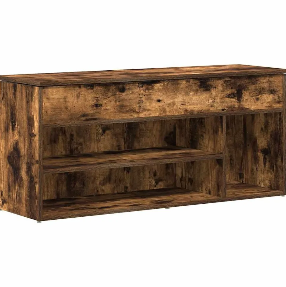 vidaXL Schoenenbank 102x30,5x45 cm bewerkt hout gerookt eikenkleurig