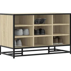 vidaXL Schoenenbank 84x40x53,5 cm bewerkt hout en metaal sonoma eiken