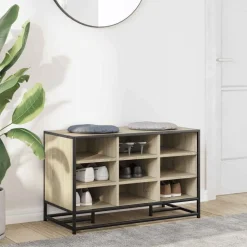 vidaXL Schoenenbank 84x40x53,5 cm bewerkt hout en metaal sonoma eiken