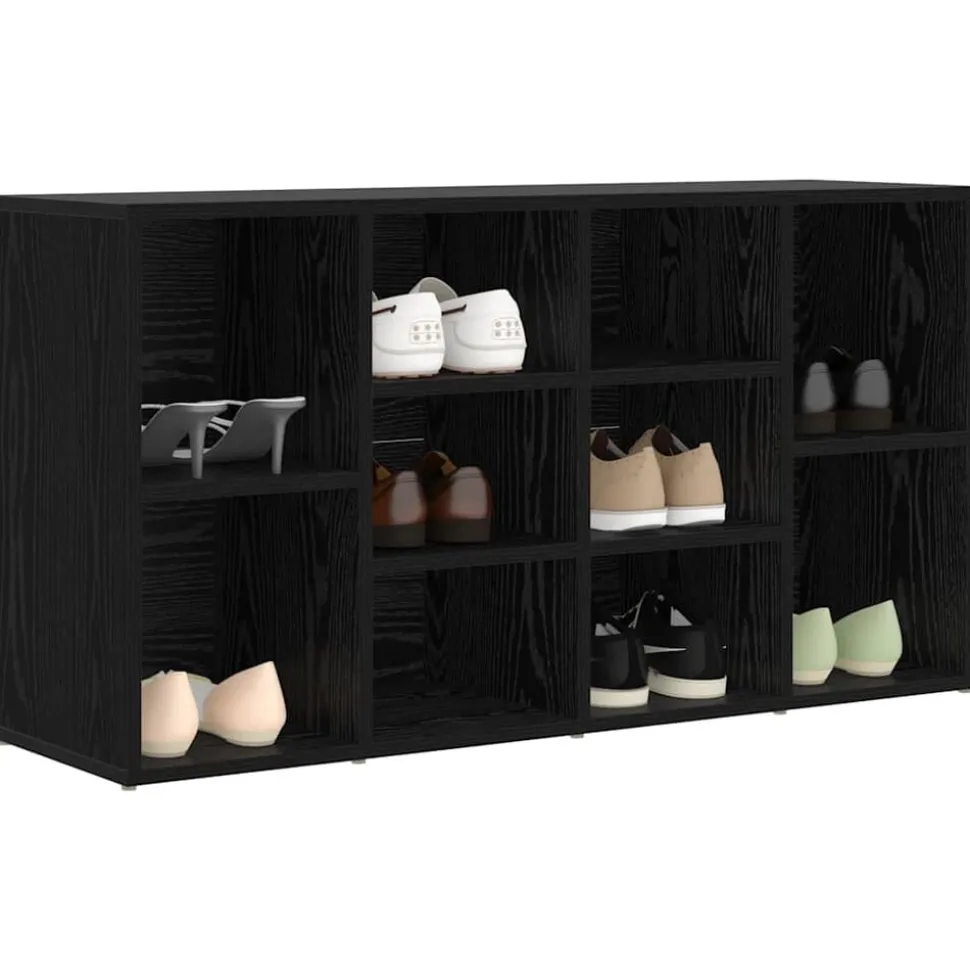 vidaXL Schoenenbank Zwart Eiken 103 x 30 x 54,5 cm Bewerkt hout