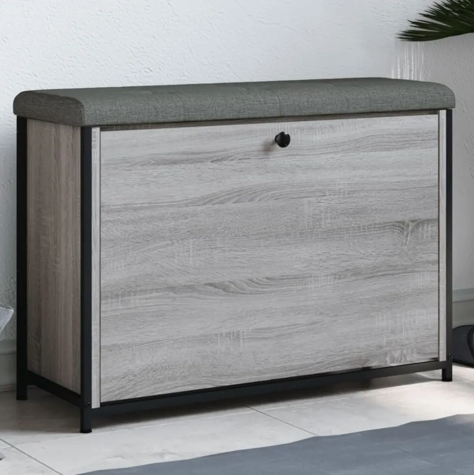 vidaXL Schoenenbankje met klaplade 82x32x56 cm grijs sonoma eikenkleur