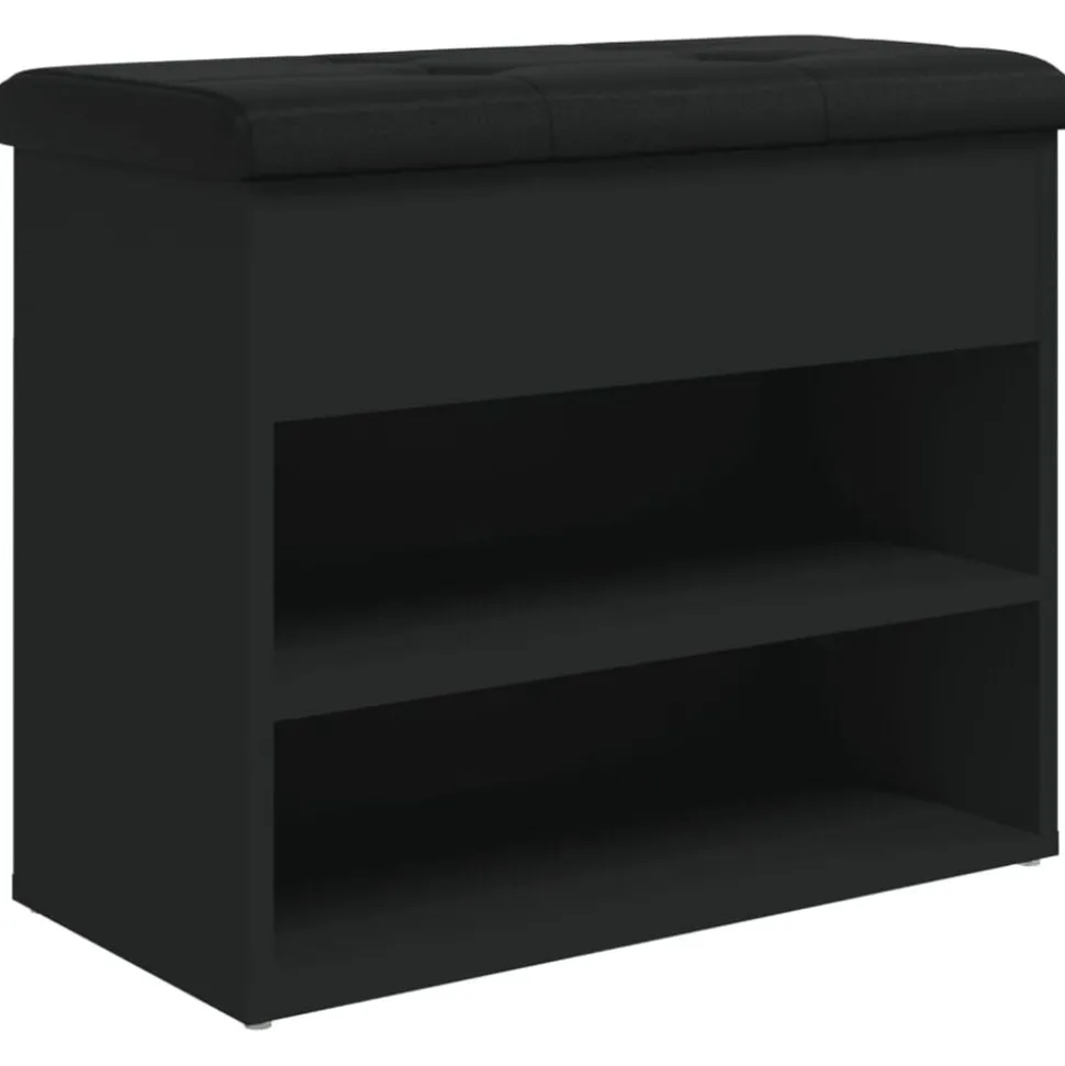 vidaXL Schoenenbankje 62x32x50 cm bewerkt hout zwart