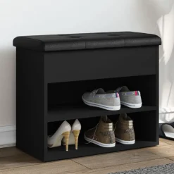 vidaXL Schoenenbankje 62x32x50 cm bewerkt hout zwart
