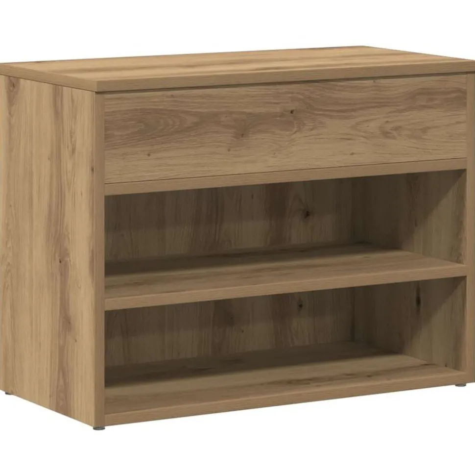 vidaXL Schoenenbankje 60x30x45 cm bewerkt hout artisanaal eikenkleur