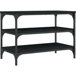 vidaXL Schoenenbankje 70x38,5x49 cm bewerkt hout zwart