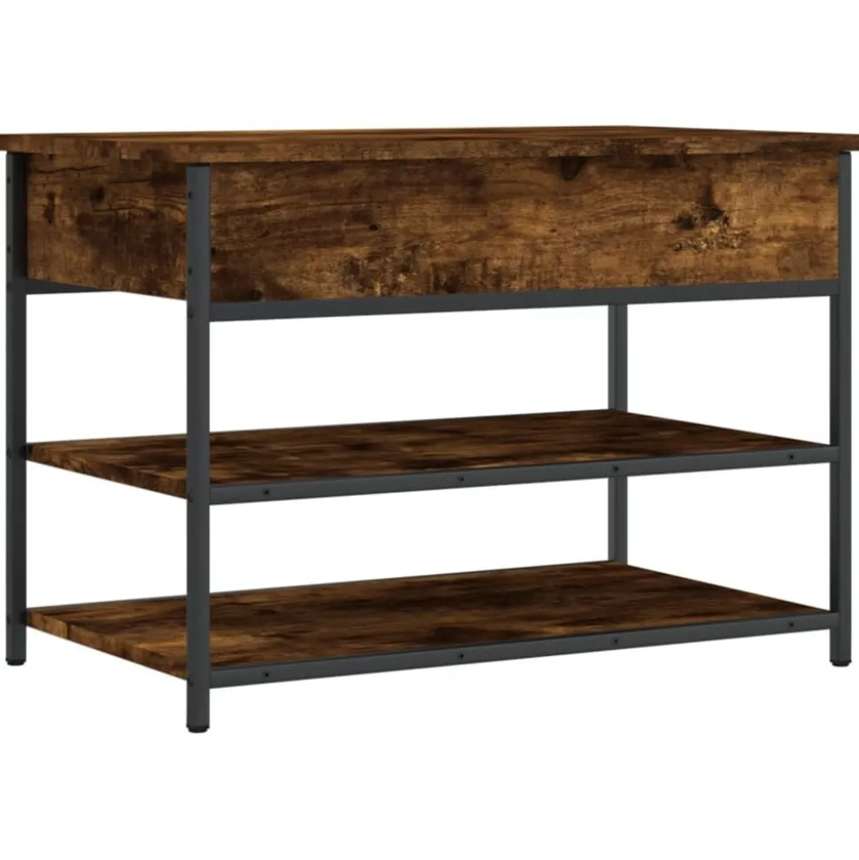 vidaXL Schoenenbankje 70x42,5x50 cm bewerkt hout gerookt eikenkleurig