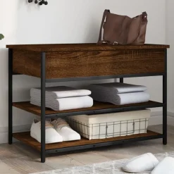 vidaXL Schoenenbankje 70x42,5x50 cm bewerkt hout bruin eikenkleur