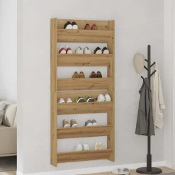 vidaXL Schoenenkast 2 pcs Artisan Eiken 85 x 18 x 90 cm Bewerkt hout