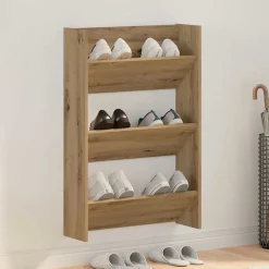 vidaXL Schoenenkast Artisan Eiken 60 x 18 x 90 cm Bewerkt hout