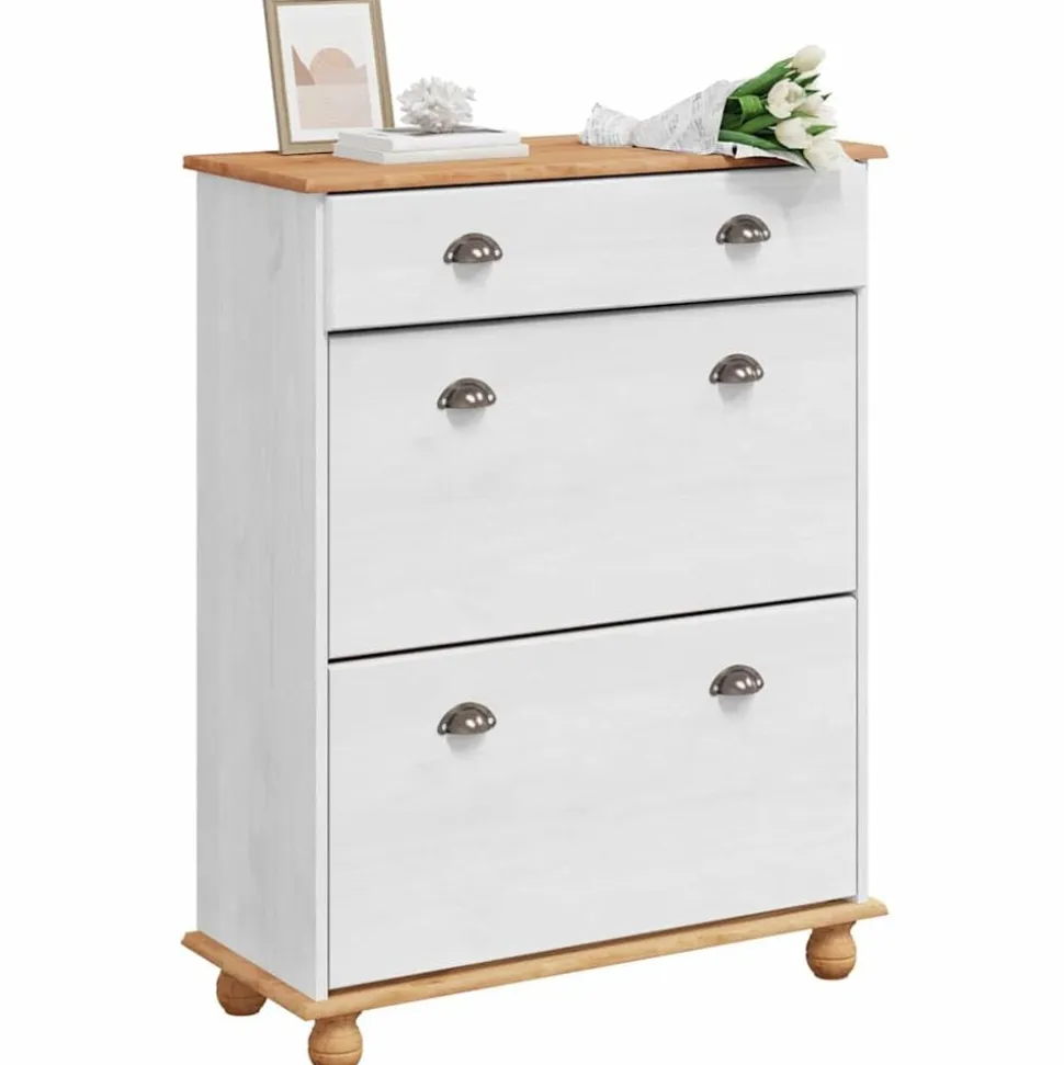 vidaXL Schoenenkast ASKIM Wit 85 x 35 x 108 cm Massief grenenhout