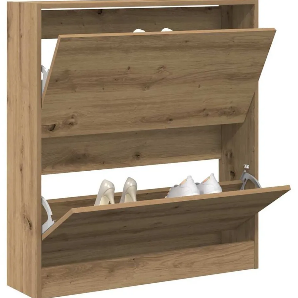 vidaXL Schoenenkast Gerookt eiken 80 x 21 x 87,5 cm Bewerkt hout