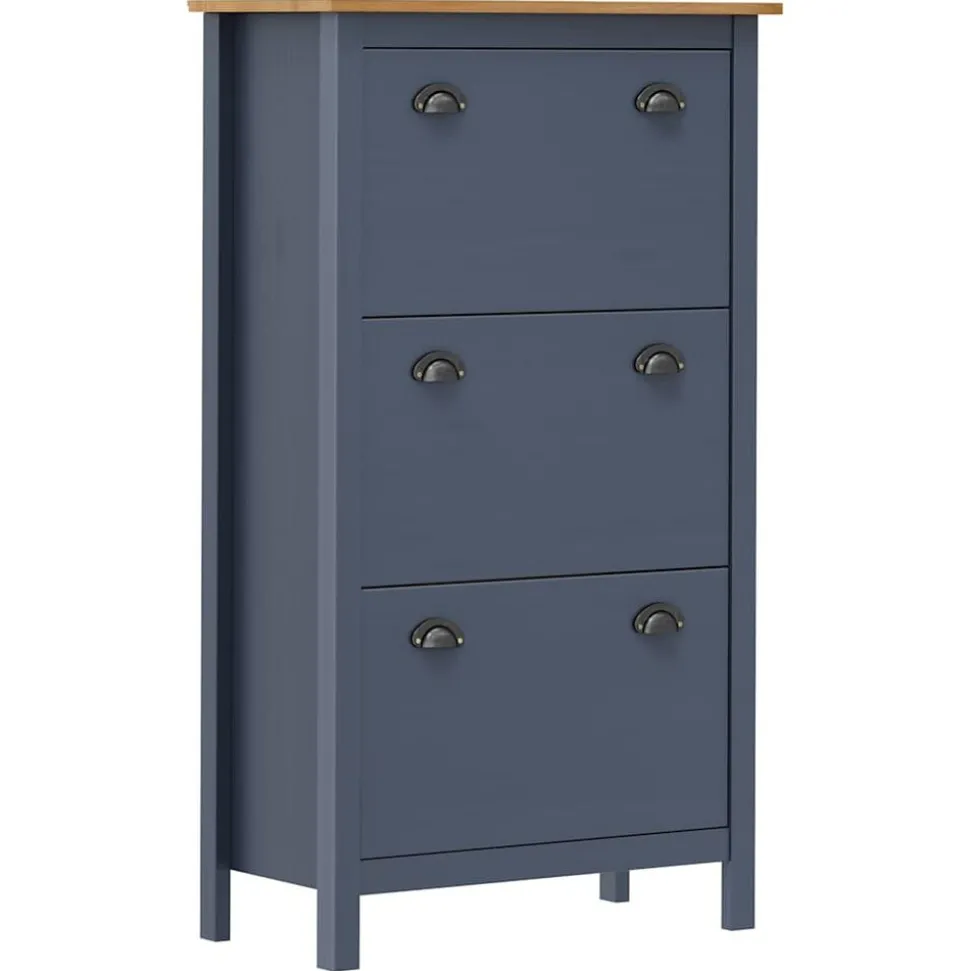 vidaXL Schoenenkast Hill 72x35x124 cm massief grenenhout grijs