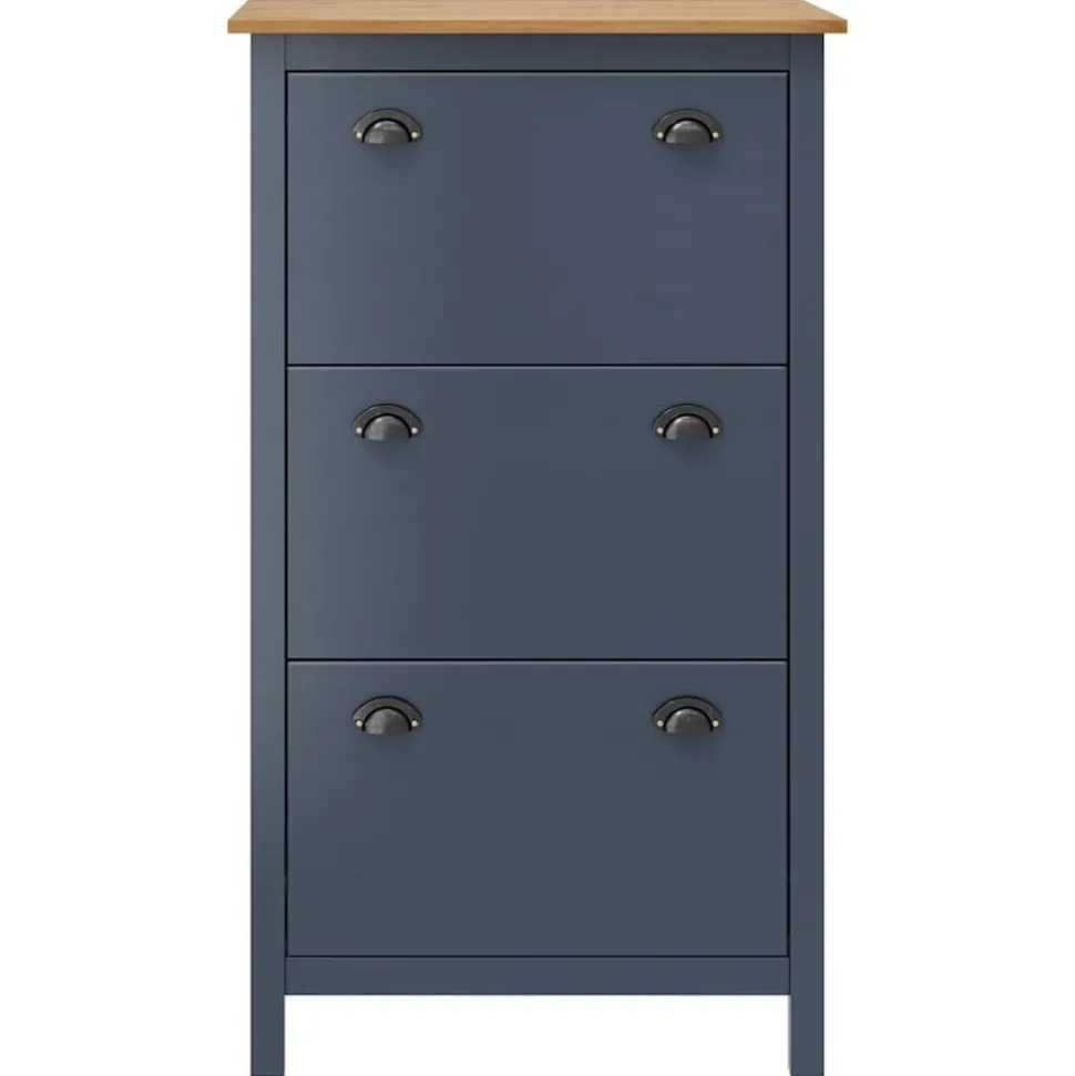 vidaXL Schoenenkast Hill 72x35x124 cm massief grenenhout grijs