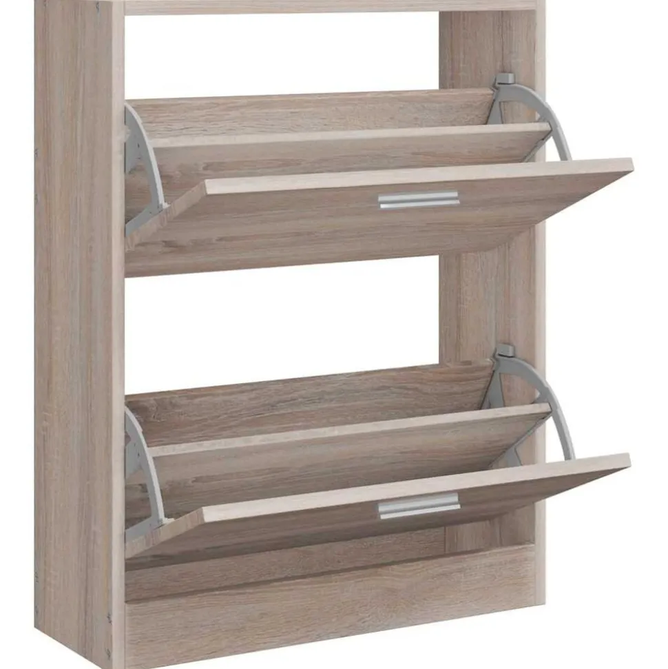 vidaXL Schoenenkast met 2 vakken eiken-look hout