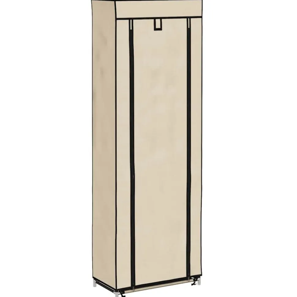 vidaXL Schoenenkast met hoes 57x29x162 cm stof crème