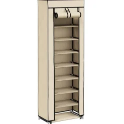 vidaXL Schoenenkast met hoes 57x29x162 cm stof crème