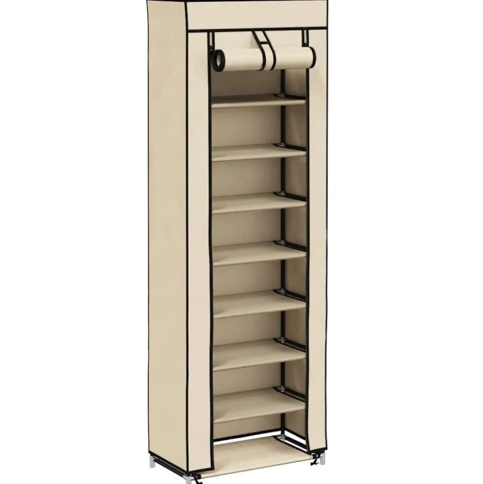 vidaXL Schoenenkast met hoes 57x29x162 cm stof crème