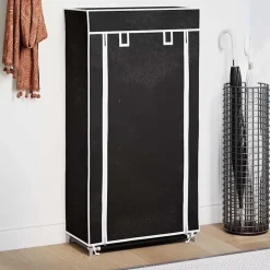 vidaXL Schoenenkast met hoes 58x28x106 stof zwart