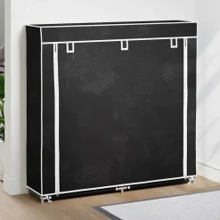 vidaXL Schoenenkast met hoes 115x28x110 stof zwart
