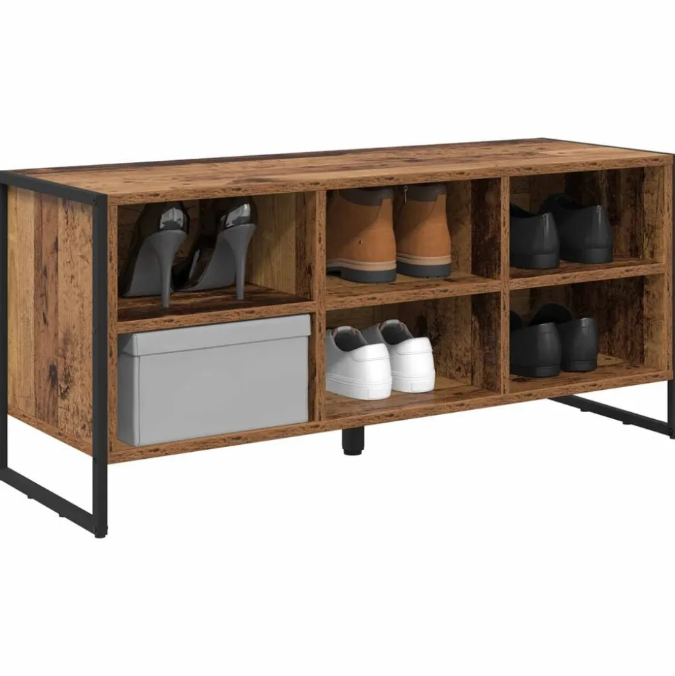 vidaXL Schoenenkast met opslag Oud Hout 100 x 35 x 44 cm Bewerkt hout