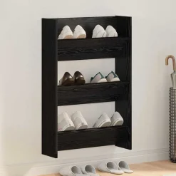 vidaXL Schoenenkast met plank Zwart Eiken 60 x 18 x 90 cm Bewerkt hout
