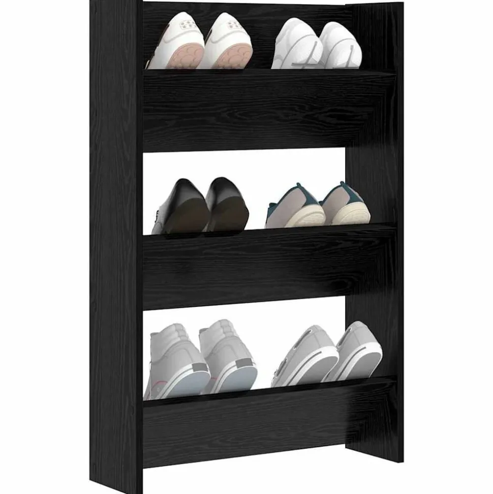 vidaXL Schoenenkast met plank Zwart Eiken 60 x 18 x 90 cm Bewerkt hout