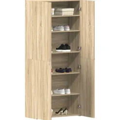 vidaXL Schoenenkast met plank Bruin 80 x 35.5 x 180 cm Bewerkt hout