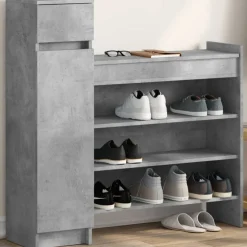 vidaXL Schoenenkast 100,5x28x100 cm bewerkt hout betongrijs