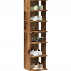 vidaXL Schoenenkast 28x27x102 cm bewerkt hout oud houtkleurig