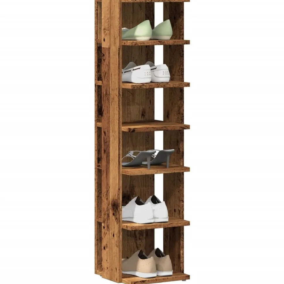 vidaXL Schoenenkast 28x27x102 cm bewerkt hout oud houtkleurig
