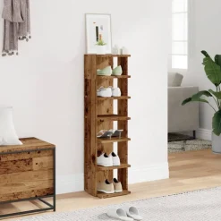 vidaXL Schoenenkast 28x27x102 cm bewerkt hout oud houtkleurig