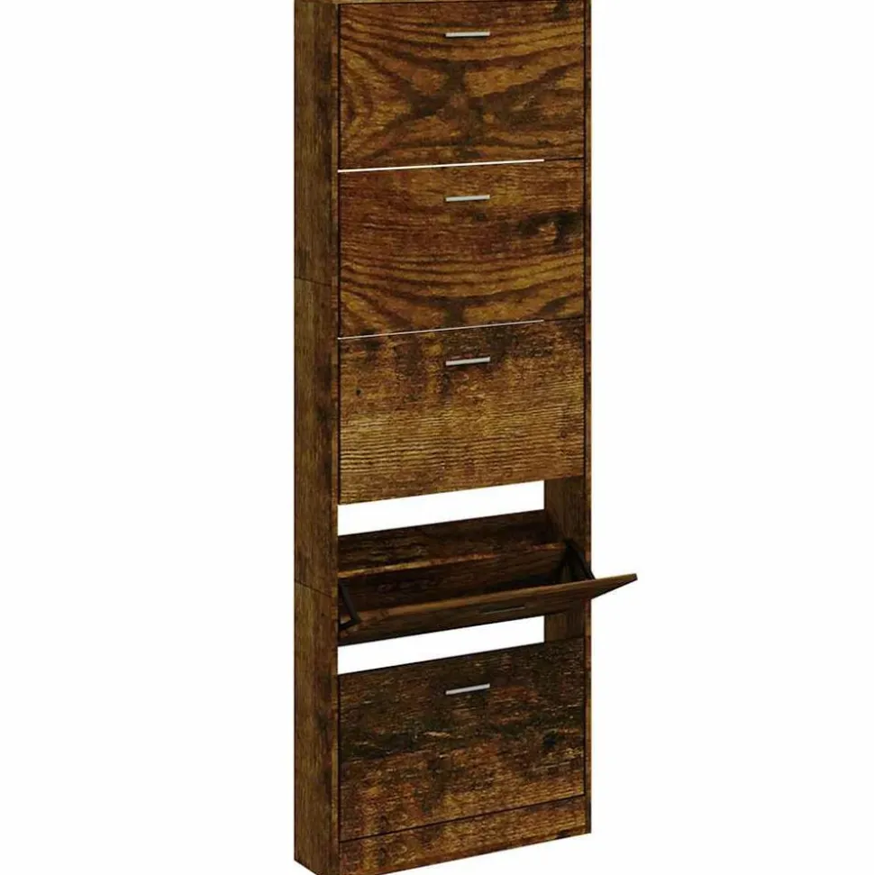 vidaXL Schoenenkast 59x17x169 cm bewerkt hout gerookt eikenkleurig