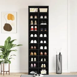 vidaXL Schoenenkast 54x34x183 cm spaanplaat zwart eikenkleurig