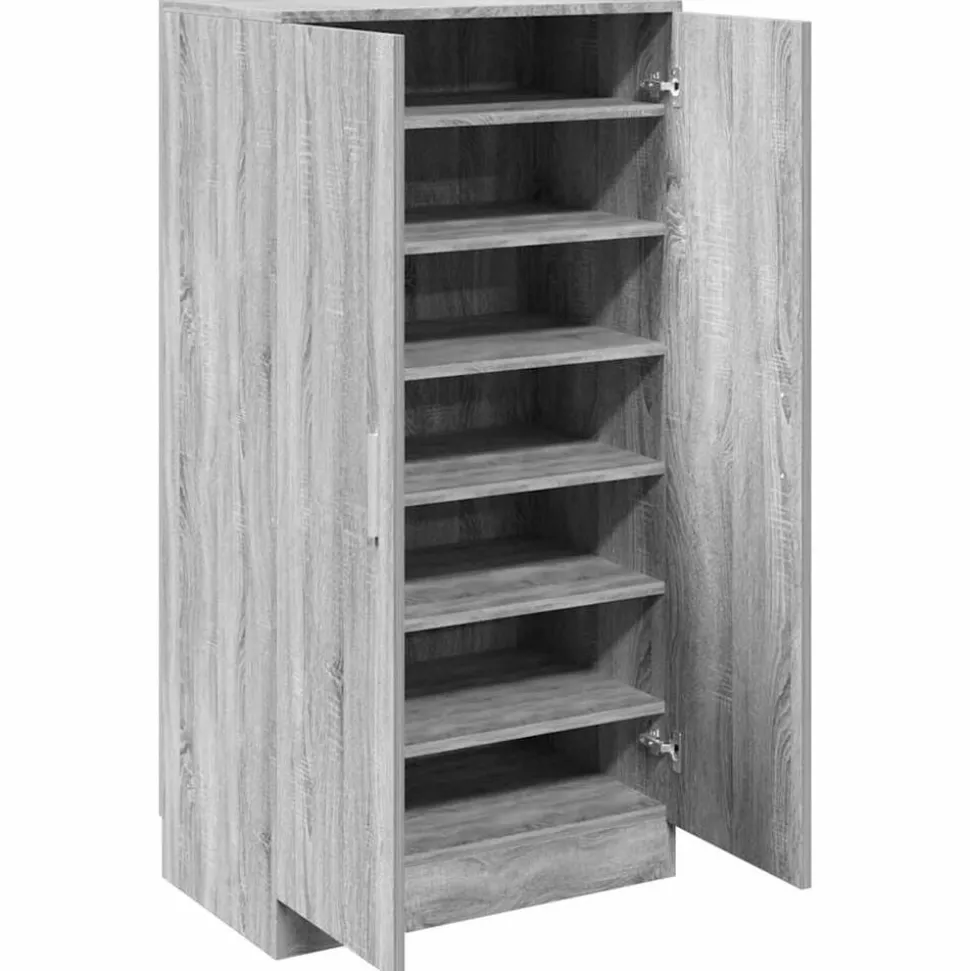 vidaXL Schoenenkast 55x35x108 cm bewerkt hout grijs sonoma